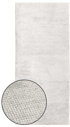 KARAT Premium Teppichläufer gewebt - 80 x 250 cm, Elfenbein - Flauschiger Baumwoll Teppich - Läufer für Küche, Flur & Wohnraum - Flurläufer Küchenläufer Flurteppich (Azade)