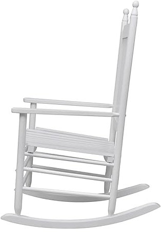 HETFTJN Esszimmerstuhl Campingstuhl Klein Balkonstuhl Sessel Wohnzimmer - Schaukelstuhl mit Gebogener Sitzfläche Weiß Holz für Terrassen Outdoor Balcony Garden