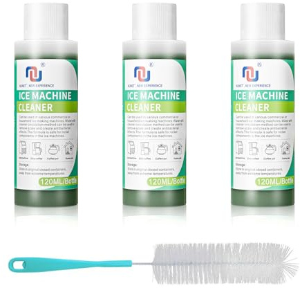 Limpiador de máquina de hielo y descalcificador, dispensadores de agua de acero inoxidable y níquel, seguro para máquina de hielo, limpiador de máquina de hielo de 4 onzas, 3 paquetes compatibles con: