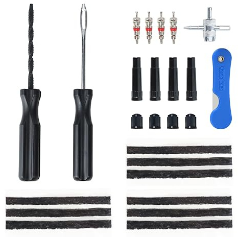 ZERINT TT-M26 Kits de Reparación de Neumáticos de 26 Piezas, Tiras de Reparación de Neumáticos para Automóviles, Motocicletas y Bicicletas