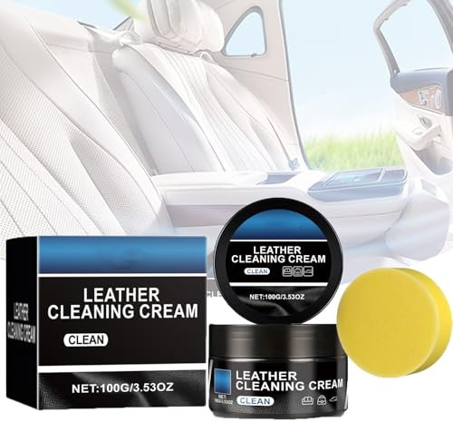 Crema di Riparazione in Pelle,Kit di Riparazione per Pelle,Pasta Detergente per Auto,Crema di Cura della Pelle per Auto con Spugna,Riparazione Pelle for Interni Auto per Divani,Scarpe e Giacche