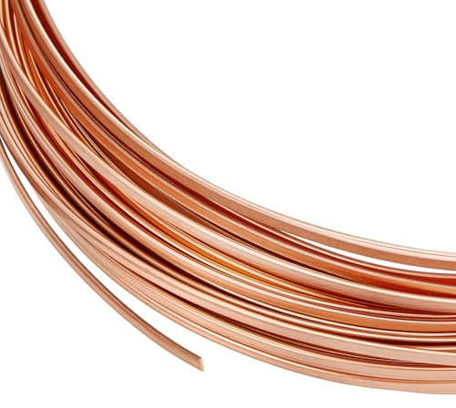 BENECREAT 19.7FT 26 Gauge Flat Pure Copper Wire, 1mm Wide Flat Bezel Wire Tarnish Resistant Jewelry Wire for DIY Jewelry Craft Making