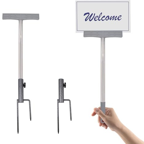 2 paletti per cartelli con palo di metallo Yard Sign, supporto per palo da giardino, antiruggine, per giardino, cortile, prato