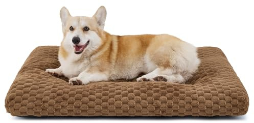 Bedsure Washable Large Dog Bed with Gentle Support, 89x58x9cm, Caramel
