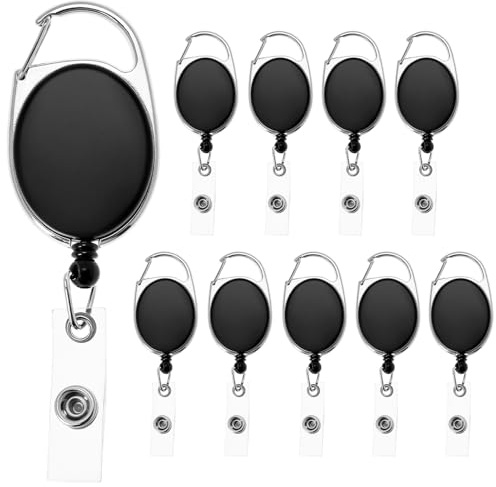 QWORK® 10 Stück ausziehbarer schlüsselanhänger, 60 cm langes, ausziehbares Band mit Gürtelclip, ideal für Ausweise, Schlüssel und Veranstaltungen