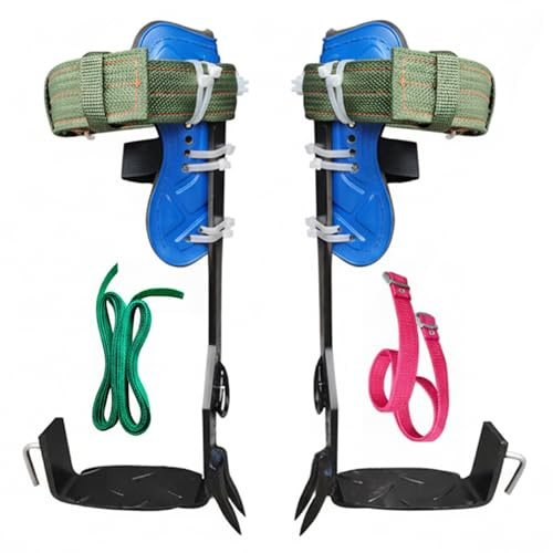 Ameble Anti-Slip Professional Tree Climbing Spikes with Double Strap System, Heavy-Duty Steel Spikes Kit for Arborist Work, Tree Care, Pole Climbing Equipment