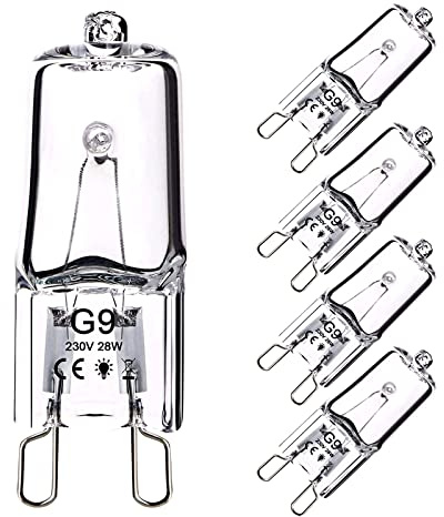 Vicloon G9 Halogen Bulbs, 5 Pack 28W G9 Light Bulbs 230V 370Lm 2800K Warm White Light Lamps for Kitchens, Living Rooms and Bedrooms (5 Pack)