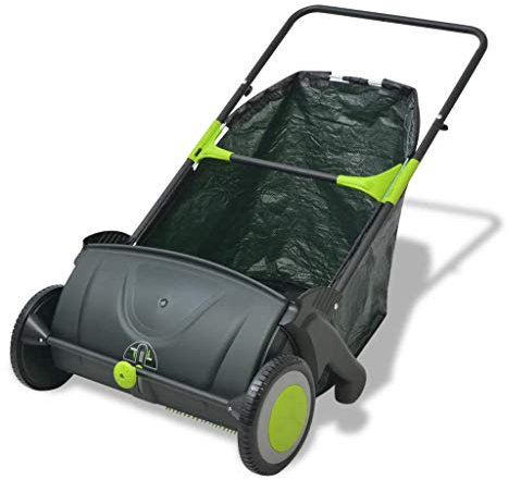 yorten Rasenkehrmaschine Kehrmaschine 103 L Reinigungsbreite 55 cm Schwarz und Grün