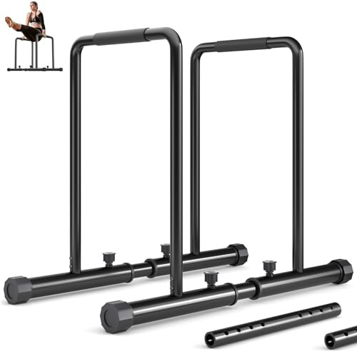 YOLEO Barres parallèles Calistenia Adjustable, Charge 230 KG, Dip Bar Fitness, Push Up Bars d'Immersion, Hauteur et Largeur Réglables, Noir