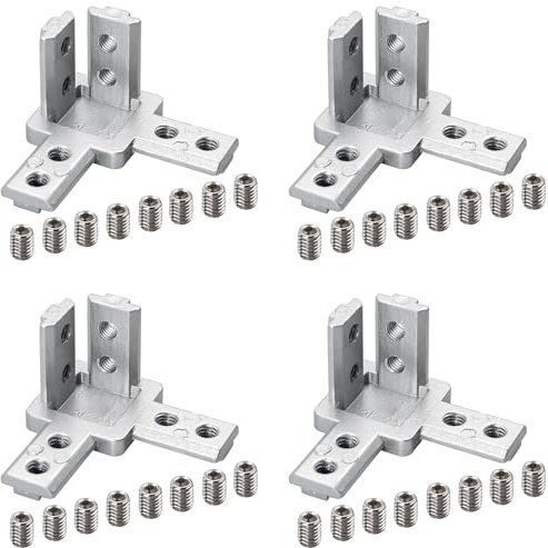Kamtop 4pcs Eckverbinder 3-Weg Profilverbinder 3D Winkelverbinder Eckwinkel Befestigungsmaterial 20mm / 30mm / 40mm Nut 6/8 Aluprofil