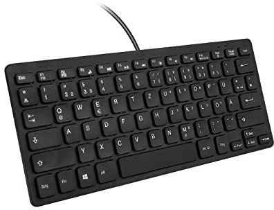 M MC Saite MCSaite Wired Mini Schwarz Tastaturen - Spritzwassergeschützt, Mini Tastatur ohne nummernblock, Ergonomische compact Design für Windows PC Desktops, Laptop (QWERTZ Deutsch)