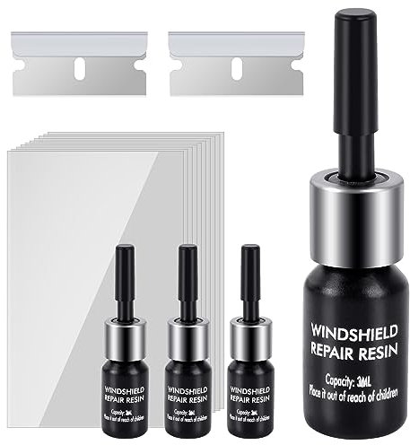 everfarel Herramienta de Kit de reparación de Parabrisas para automóviles, Kit de reparación de Parabrisas para automóviles, 4 Piezas de líquido de reparación de Parabrisas Rasgado