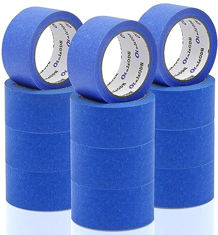 Oleitodh 12 Rolls Blue Painters Tape Bulk 2 inch x 660 Yards, Painters Masking Tape No Residue Wall Painting Tape Artist Tape Trim Edge Finishing Tape for Wall Painting Decoration DIY Supplies