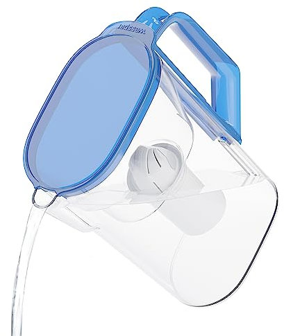 Wessper Wasserfilterkanne mit Filterkartusche 2.7 Liter, Passt durch die Kühlschranktür, BPA-frei, Wasserkaraffe mit Filter, Kompatibel mit Brita Classic Filtern, Blau