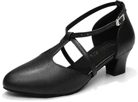 YCALCP Damen Latin Tanzschuhe Geschlossen Zehen Salsa Tango Charakter Walzer Soziale Ballsaal Tanzschuhe,272-Schwarz-4.5CM,39 EU