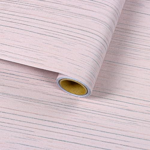 VaryFloral Papier peint autocollant en vinyle texturé imitation toile de gazon épaisse et amovible pour chambre à coucher, plan de travail - 30 x 300 cm - Rose clair