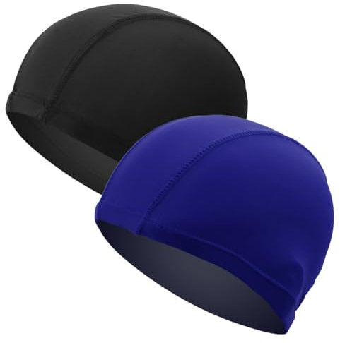 WeddHuis 2 Pcs Unisex Badekappen Bequemer Stoff Bademütze Elastisch Badehaube Schwimmhaube Schwimmkappe für Lange und Kurzes Haare Kinder Damen Herren Mädchen Jungen