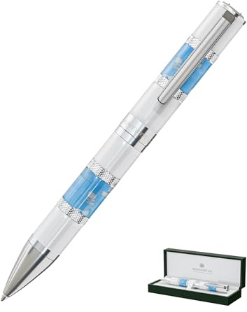 Monteverde Penna a sfera USA Regatta Sport, Santorini bianco e blu, resina di grado europeo, strumento di scrittura di lusso, ricariche ricaricabili stile Parker