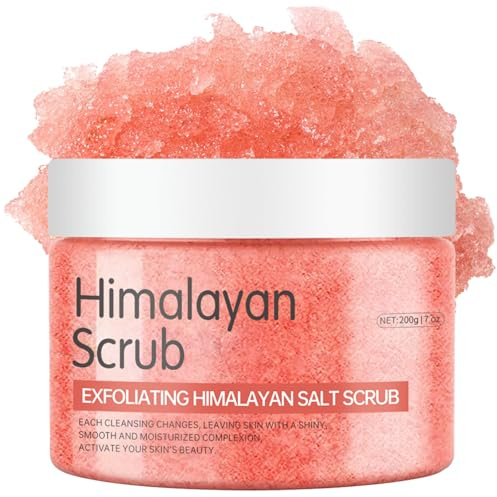 Himalayan Salt Body Scrub - Exfoliating Body Scrub with Jojoba Oil, Aloe Vera, Body Exfoliator Scrub for Smoothing & Deep Cleansing, Gentle Skin Exfoliator for Soft & Glowing Skin, 200g/7oz
