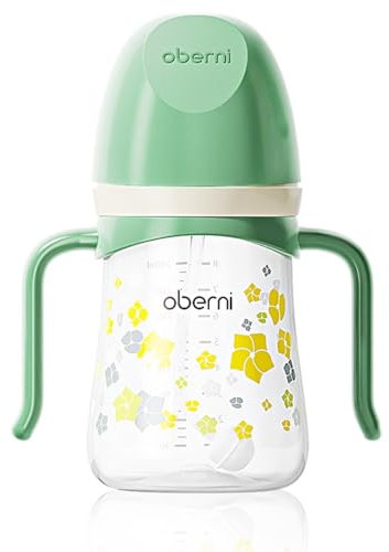 Oberni Non Spill Sippy Cup 300ml, Trinklernbecher auslaufsicherer für Kleinkind ab 6 Monate, BPA frei Trinkflasche, Baby Wasserflasche mit Strohhalm, Grün/1 Stück