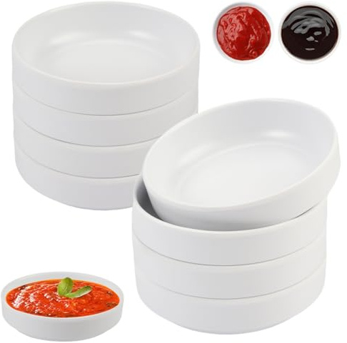 8 Piezas Cuencos Aperitivos, 8,7 x 2,5 cm Cuencos Redondos para Salsa, Reutilizable Apilables Platos Pequeños, Mini Tazones para Salsa, Mini Cuencos para Salsas, Salsas, Especias, Frutas (Blanco)