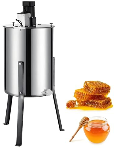 EpyGnom Estrattore di Mieles Elettrico a Tamburo Rotante Smielatore Apicoltura Radiale Centrifuga per L'Estrazione di Favi in ​​Acciaio Inox con Coperchio Trasparente e Motore Silenzioso 4Frame
