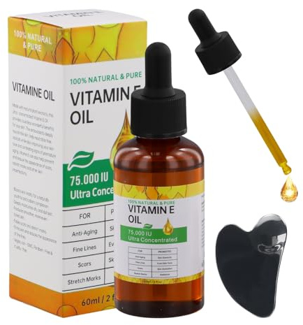 Culinavog Vitamin E-olja för huden, naturlig E-vitaminolja, naturlig antioxidant, hudvård och hårvård anti-rynkkräm för hår, naglar och nagelband