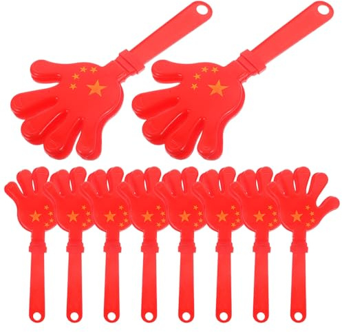 SUPVOX 10pcs 28Cm Red Flag Hand Clappers, Non-Luminous Cheer Clappers for Festival Parties and Sporting Events, Noise Makers Party Props for National Day Celebrations