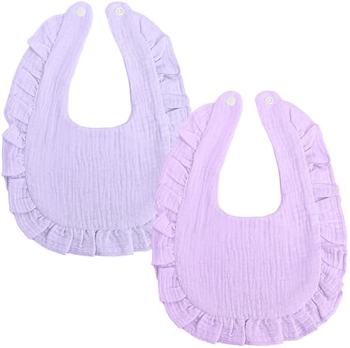 Dregglisar i Muslin för Baby, Mjuka och Absorberande Haklappar för Nyfödda och Småbarn 0–24 Månader, 2-pack