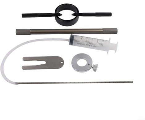 Kit d'outils de service de fourche de moto avec jauge de niveau d'huile 0-300 mm, tendeur à ressort et outil de purge pour fourches USD à cartouches, 5 tailles de filetage M10/M14, acier inoxydable