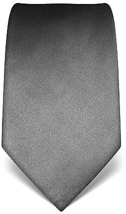 Vincenzo Boretti Herren Krawatte reine Seide uni einfarbig edel Männer-Design zum Hemd mit Anzug für Business Hochzeit 8 cm schmal/breit dunkelgrau