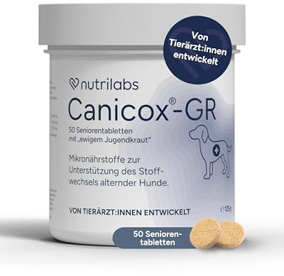 NutriLabs Canicox®-GR Tabletten für Senioren-Hunde 50 STK. - Seniorentabletten für Hunde mit MSM, Chondroitin, Glucosamin, Ginseng, Weißdorn u.v.m. - Gesundheitsprodukte für Hunde
