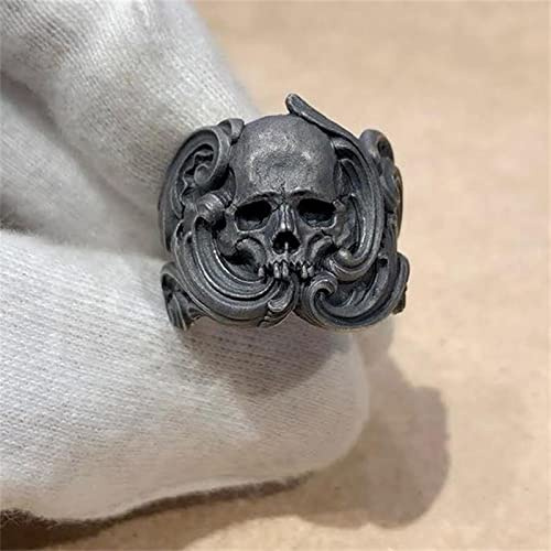 DAOMEI Anillo De Calavera Calvarium para Hombre, Anillo Negro, Banda De Motociclista Gótica para Hombre Y Mujer, Regalo De Joyería