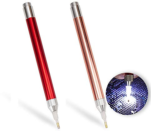Sonsage Painting Illumination Pen with Light,Art Rhinestone Applicator Accessories,5D Gem Jewel Wax Picker Tool Embroidery Supplies Drill Bead Pen for Adult and Children