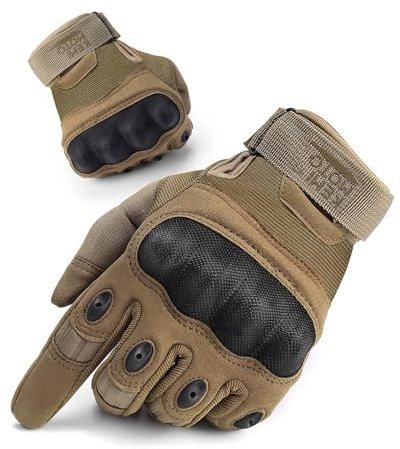 KEMIMOTO Taktische Handschuhe, Motorradhandschuhe, Militär Einsatzhandschuhe mit Kohlefaser Knöchelprotektor und Touchscreen, Atmungsaktiv, Vollfinger, für Bushcraft, Motorrad, Jagd und Security