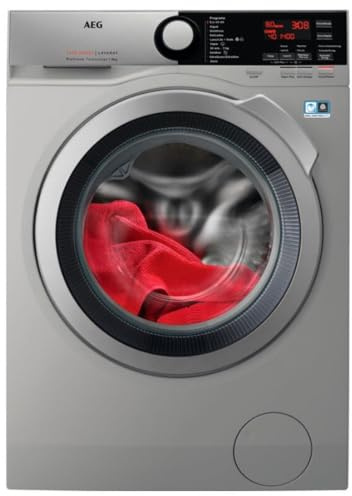 AEG L7FEE842S Lavadora de Libre Instalación, Carga Frontal, 8 Kg / 1400 rpm, Serie 7000, Motor Inverter, Función Vapor, Programa Rápido, Panel de control LCD, Puerta XL Plateada, Planteada, Clase B
