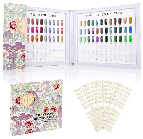 Segbeauty Libro per Unghie Espositore con 120 Colori per Unghie, con 120 Punte per Unghie Finte, Nail Art Campioni di Colore Cartone, Espositore per Smalti per Nail Art, Fiore Viola
