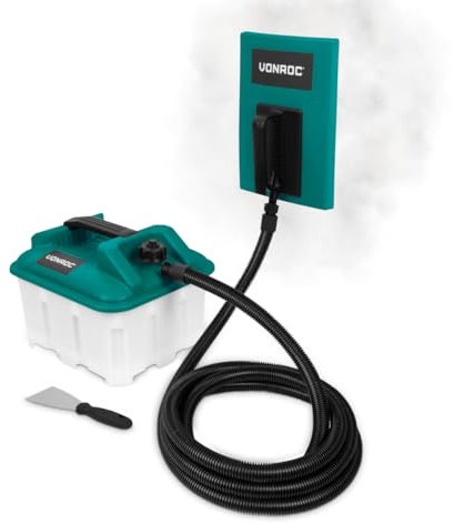 VONROC Décolleuse Papier Peint 2300 W - Réservoir 4,5L, Tuyau 4M, Spatule Papier Peint Pour Les Murs Inclus - Indicateur Niveau d'Eau, Petite Plaque à Vapeur - Decolle Facilement Papier Peint Mural