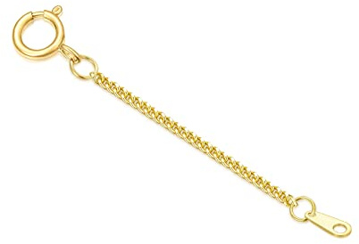 DUGISOWE 14k Gold 0.5inch/1inch Necklace Bracelet Extender Chain, Necklace Extender Gold 14k, Durable Removable Gold Chain Extender, Gold Extension Chain for Necklace Anklet, 1inch, Gold, No Gemstone