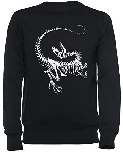 Velociraptor Skeleton Print Unisex Sweatshirt Schwarz
