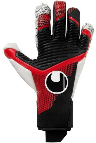 uhlsport Powerline Supergrip+ Flex HN Fußball Torwarthandschuhe für Kinder und Erwachsene Unisex - Torhüter-Handschuhe mit Absolutgrip und Supergrip-Haftschaum, schwarz/rot/weiß