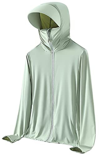 Fukamou Protection Solaire | Veste à Manches Longues UPF 50+ avec Chapeau Soleil - Chemises UV Veste SPF Chemise avec Poches pour Randonnée en Plein Air