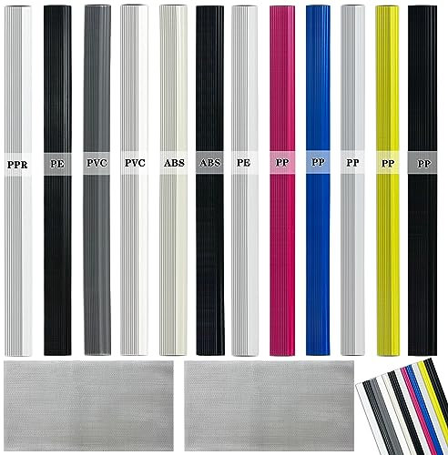 120 Pcs Plastic Welding Rods,5 Types (PP/PE/ABS/PVC/PPR) of Welder Rods Strips Welding Sticks with Stainless Steel Mesh for Plastic Welding Kit/Hot Air Gun and Daily Plastic Repair (200mm Length)