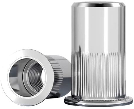 100 Pièces Insert M8, Leryati Écrous à Sertir Rivet Fileté, Écrou de Rivet Fileté en Acier Inoxydable Tête Plate Ecrou, Rivet Inserts Filetés Pour Métriques, Écrous à Riveter Aveugle Rivet Fileté