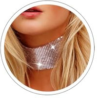 Atentuyi Silberkette Metallnetz Choker Punk Pailletten Choker Halskette Kurz Dickes Choker Breites Halsband Halskette Vintage Statement Choker Ball Modeschmuck Für Frauen Und Mädchen