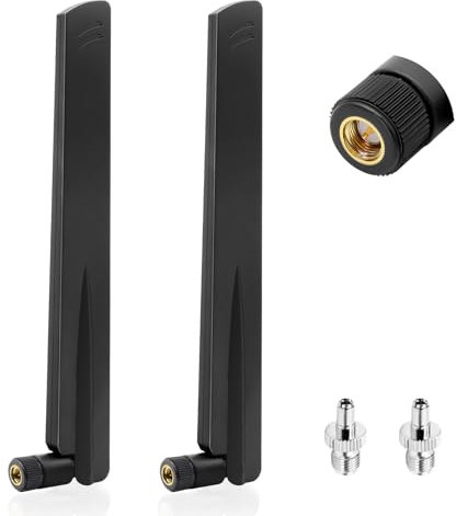2 unidades de antena WiFi de doble banda 2,4 GHz 5 GHz 5,8 GHz 18 dBi MIMO RP-SMA / TS9 macho antena para router wifi, ordenador de escritorio, adaptador USB, tarjetas PCI-E, cámara IP de seguridad,