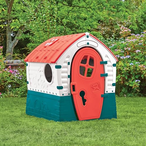 Palplay Dream Playhouse, UV Resistant, Indoor and Outdoor, Garden Toys, Sunroof Windows and Peep Holes, Ideal for Kids Ages 2+, Red, Yellow and Blue, 95 x 90 x 110 cm