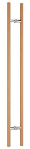 Ranbo Maniglia a spinta in legno di faggio lunga 61 cm, maniglia scorrevole a forma di H, adatta per doccia in vetro e porta in legno, ideale per porte di negozi e uffici commerciali, ingresso