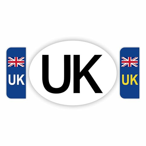 INKati UK Car Stickers 3-Pack Official Size - Incl UK Number Plate Stickers/UK Sticker for Driving Abroad/UK Car Stickers for Europe/GB Stickers for Car Europe/UK Number Plate Sticker (3pk UK)