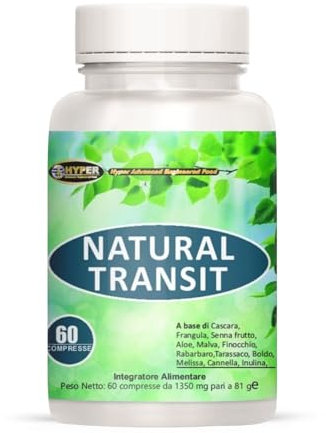 Hyper Natural Transit Lassativo Forte Naturale per Stitichezza - Contrasta Stipsi, Pancia Gonfia e Intestino Pigro | Favorisce la Regolarità Intestinale. 60 Compresse Made in Italy.
